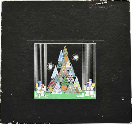 Неизвестный художник. Лот из 7 эскизов оформления выставочных павильонов